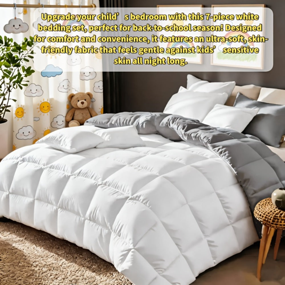 Comforter Set 7 Piece Bed in a Bag Full Queen King Soft Satin-Like Fabric with Fitted Sheet Flat Sheet Pillowcases Breathable Bedding Set for Bedroom Hotel - product image 16