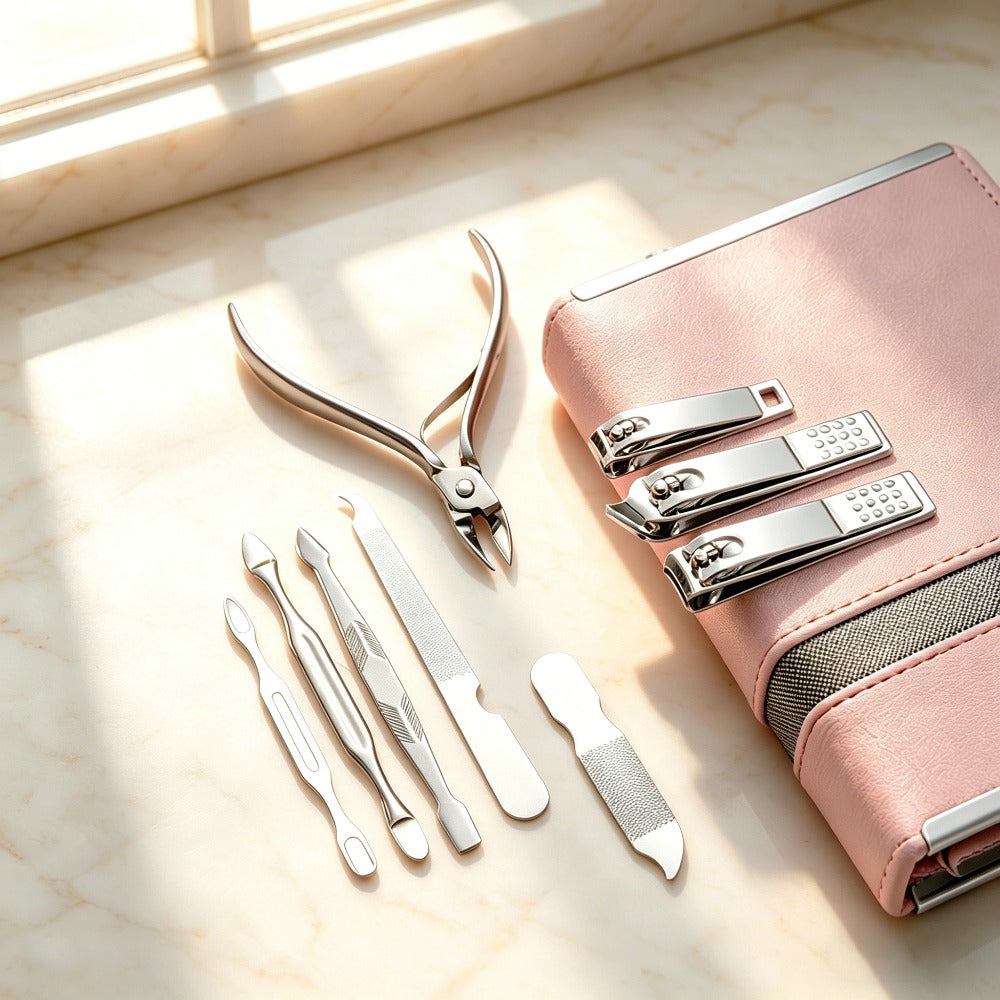 Manicure Pedicure Set 26pcs Pink Stainless Steel – Precision Nail Clippers Cuticle Nipper & Dead Skin Scissors 45° Blade Professional Grooming Kit for Women & Men, Elegant Gift Set - product image 7