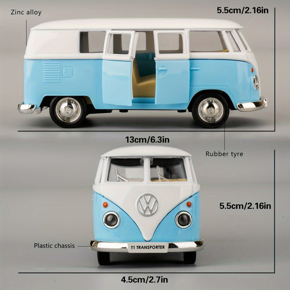 Volkswagen T1 Bus Diecast Model Car 1:36 Scale Zinc Alloy Pullback | Collectible Toy Car Gift for Boys Girls | Vintage Blue & White, Detailed Interior - product image 2