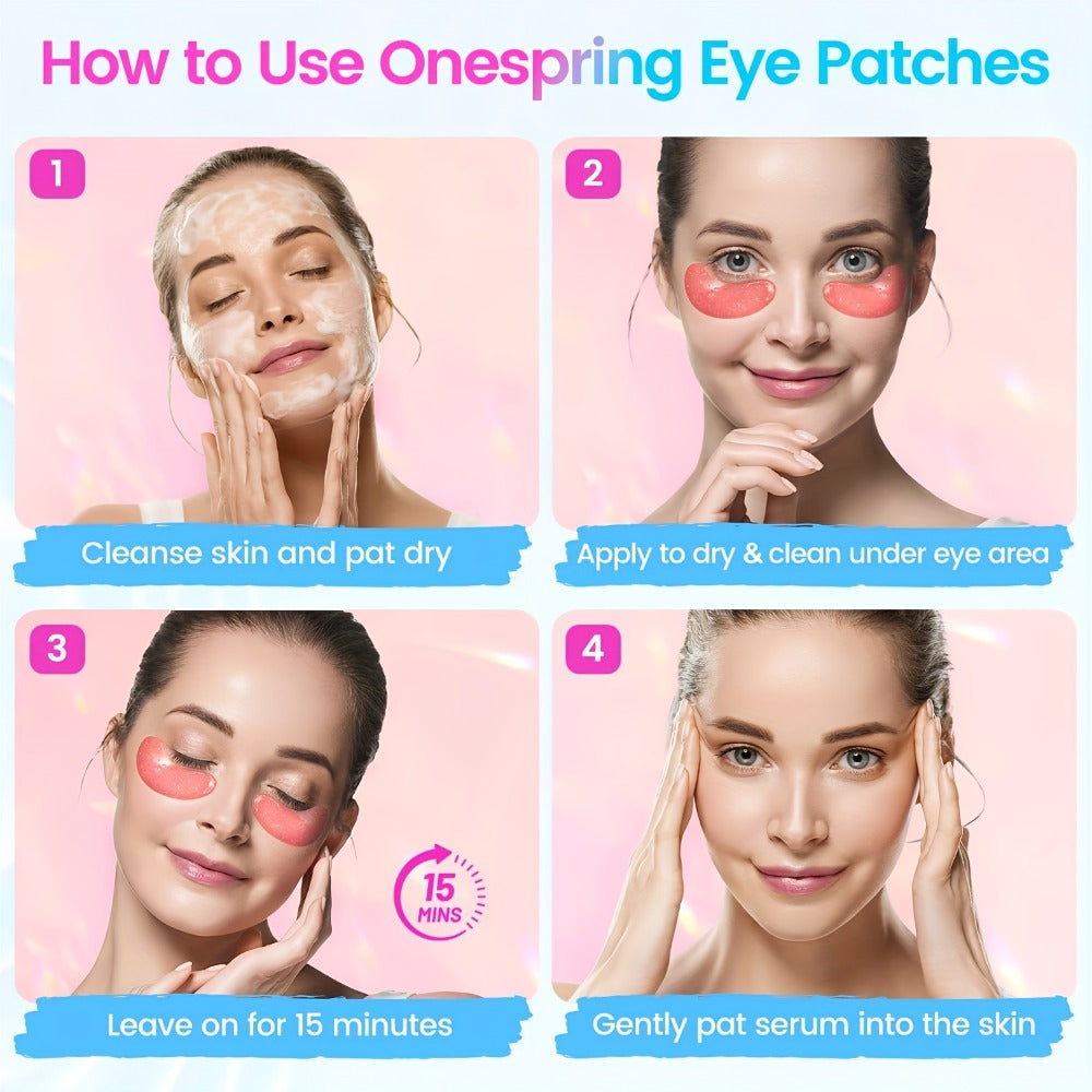 Collagen Eye Mask Patches 40 Pairs – Caffeine & Aloe Vera Under Eye Patches 4 Types Eye SPA Multi-Color Depuff Dark Circle Moisturizing Daily Eye Care Gift Set for Women - product image 15