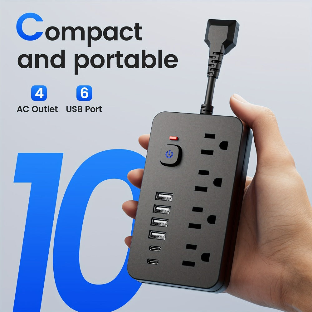 Outlet Extender Power Strip Wall Mountable 14-in-1 10-in-1 with 8 AC Outlets 6 USB Ports 2 USB-C One-Touch Control Switch Overload Protection Short Cord Design for Home Office Scho - product image