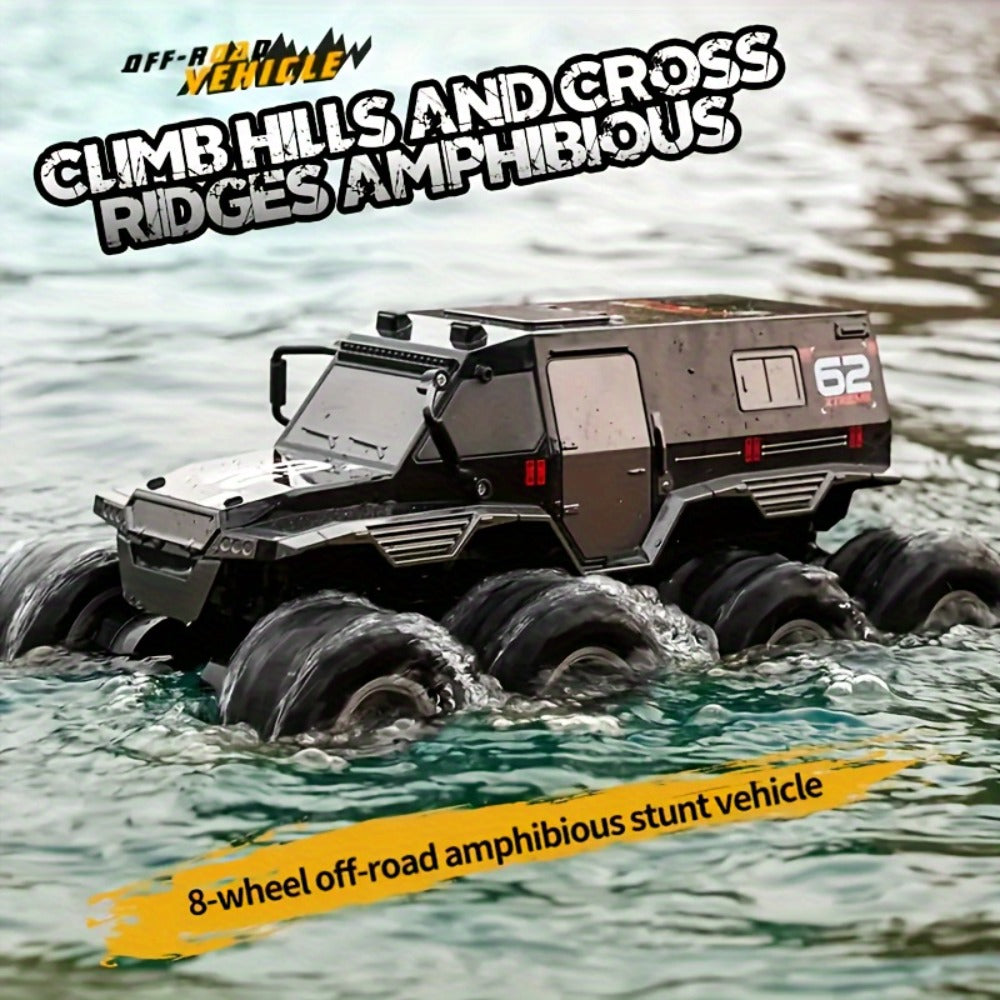 Amphibious RC Truck 8-Wheel Drive 4-Motor Off-Road Climbing Remote Control Armored Vehicle, Oversized All-Terrain Land & Water Military Truck Toy | Epic Gift - product image