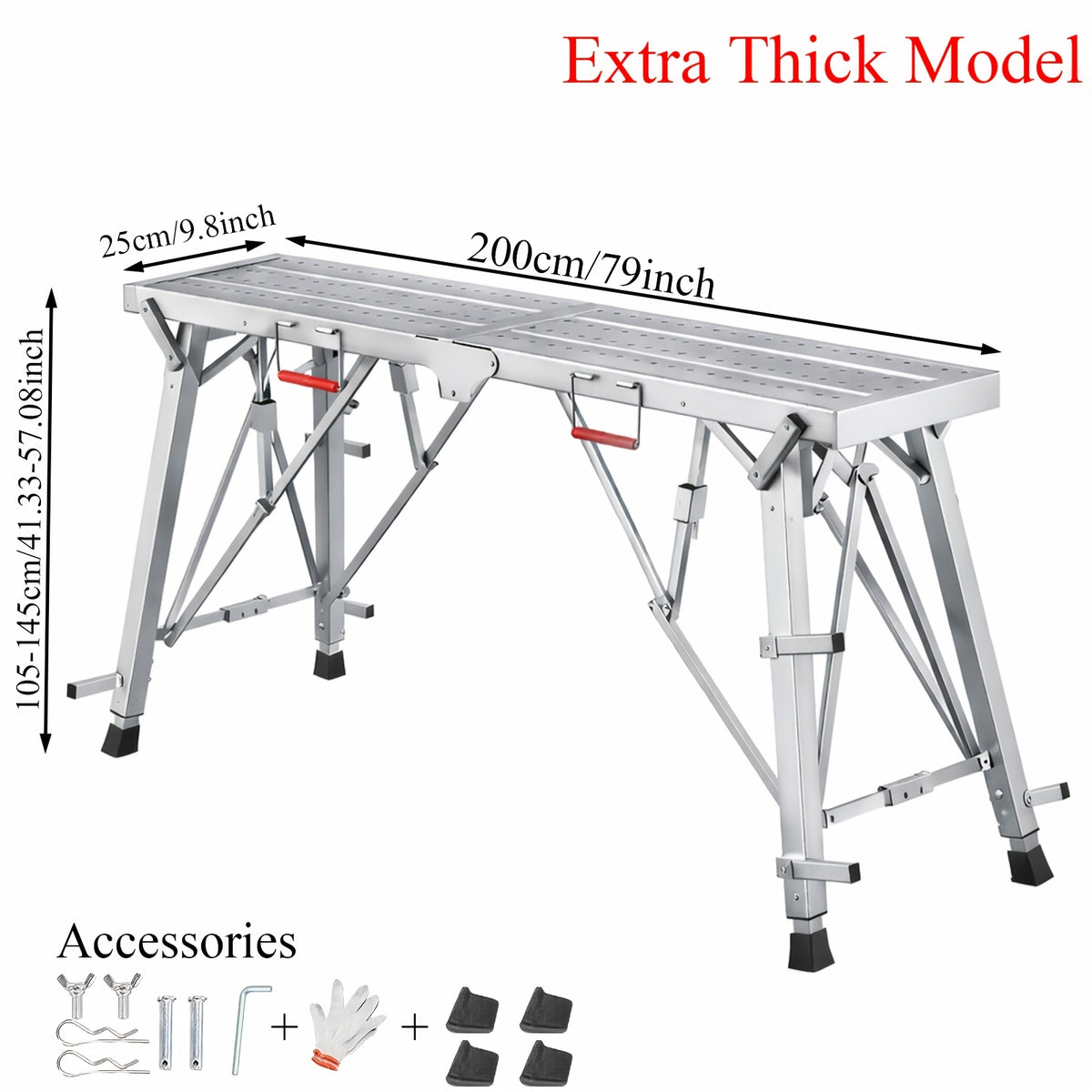 Portable Foldable Workbench with Adjustable Height & Wide Base - Scaffolding Work Platform, Heavy-Duty Foldable, Railing Suitable for Home Renovation, RV - product image 9