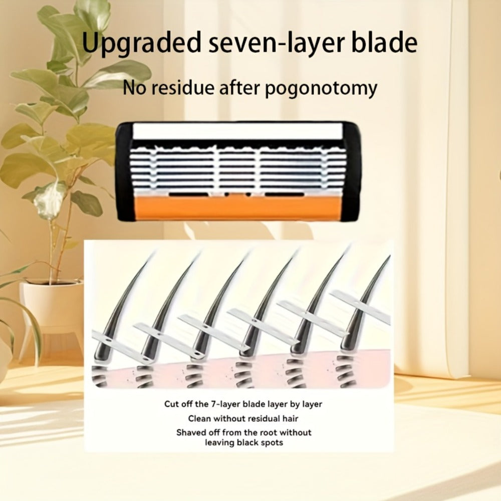 Safety Razor for Men 7-Layer Progressive Blades — Non-Slip Stainless Steel Handle Classic Double Edge Razor for Beard & Mustache Grooming, 1 or 2 Handle + 15–36 Blade Pack Options - product image 9