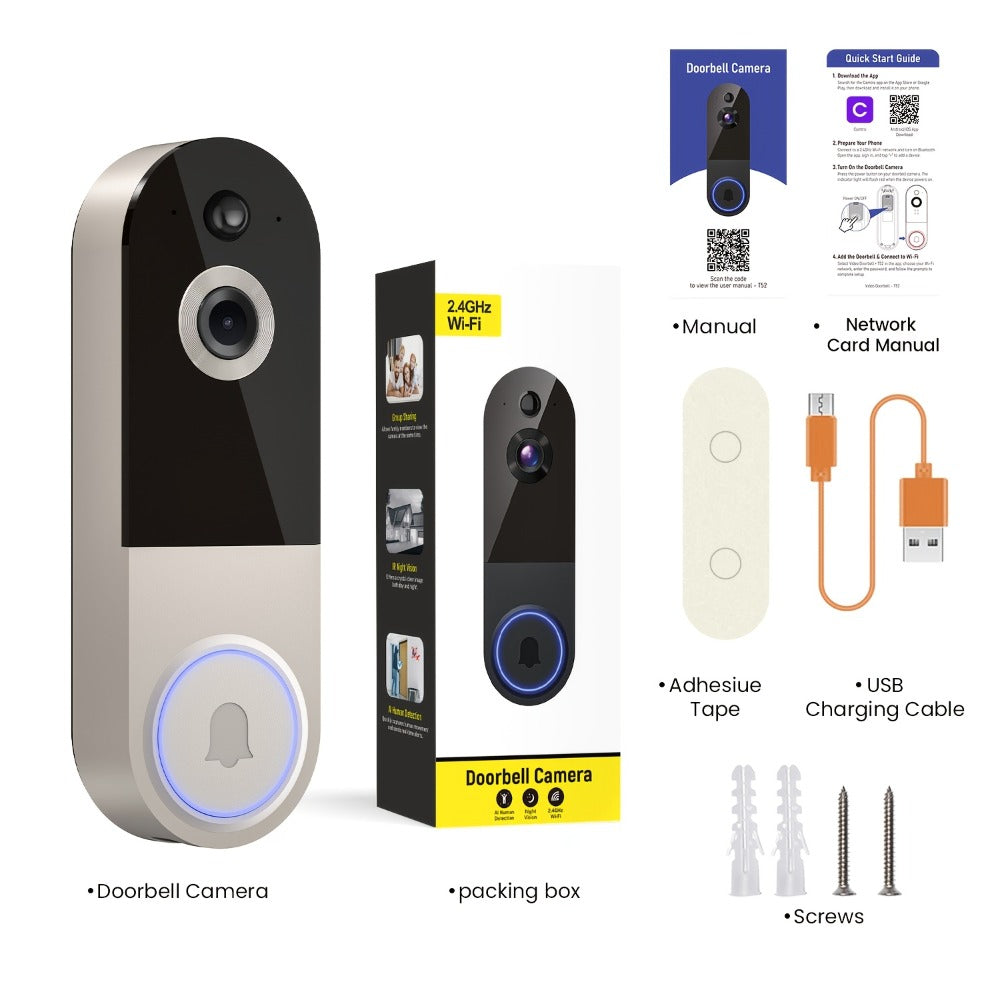 Wireless Video Doorbell Camera 1440P WiFi | AI Snapshot Night Vision Two-Way Intercom Rechargeable Battery | Photo Video Local Storage Smart Home Doorbell White Black - product image 9
