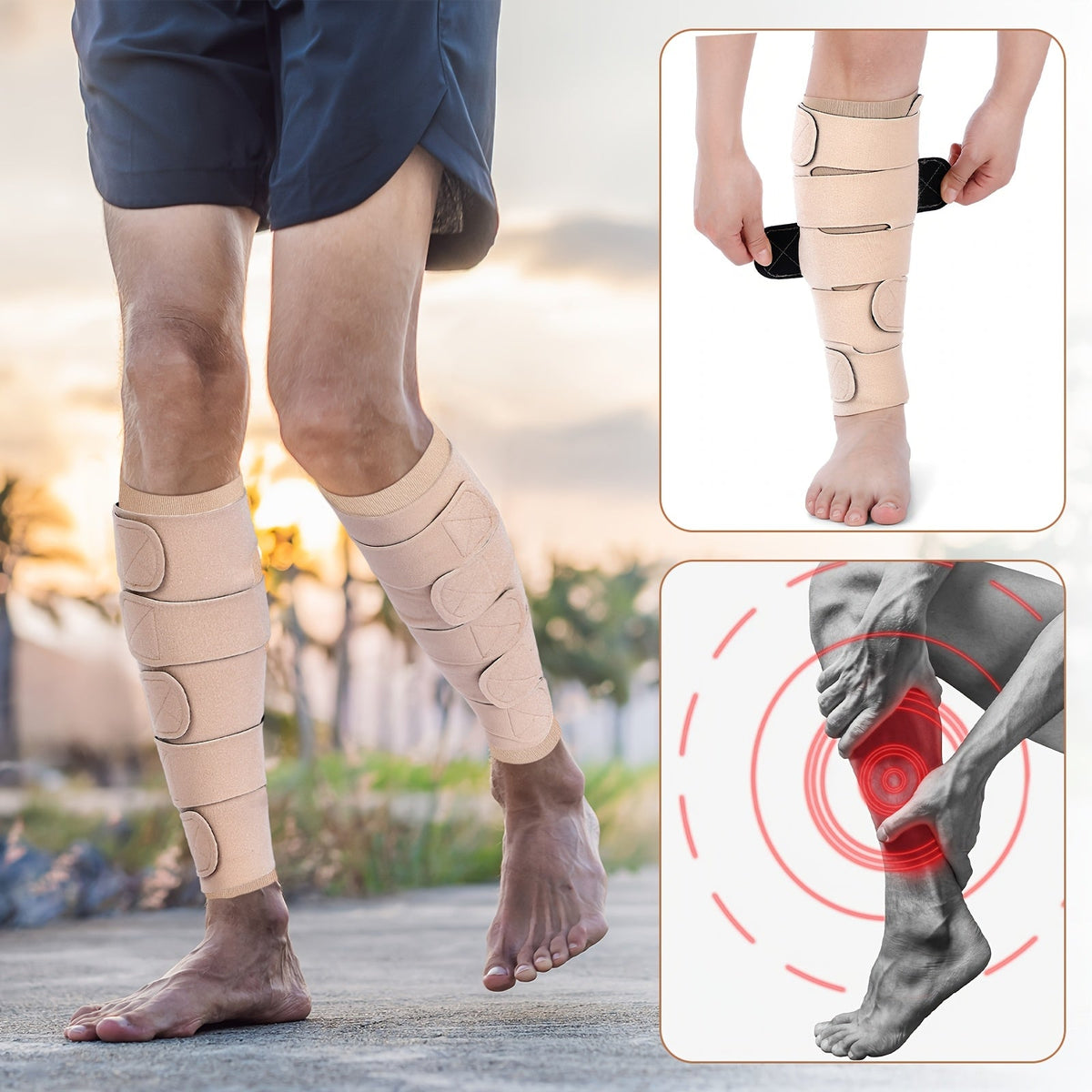 Compression Leg Wraps 3 Pairs – Adjustable Lower Leg Wrap for Lymphedema, Shin Splints & Calf Support, Breathable Non-Slip Compression Bandage for Men Women - product image 2