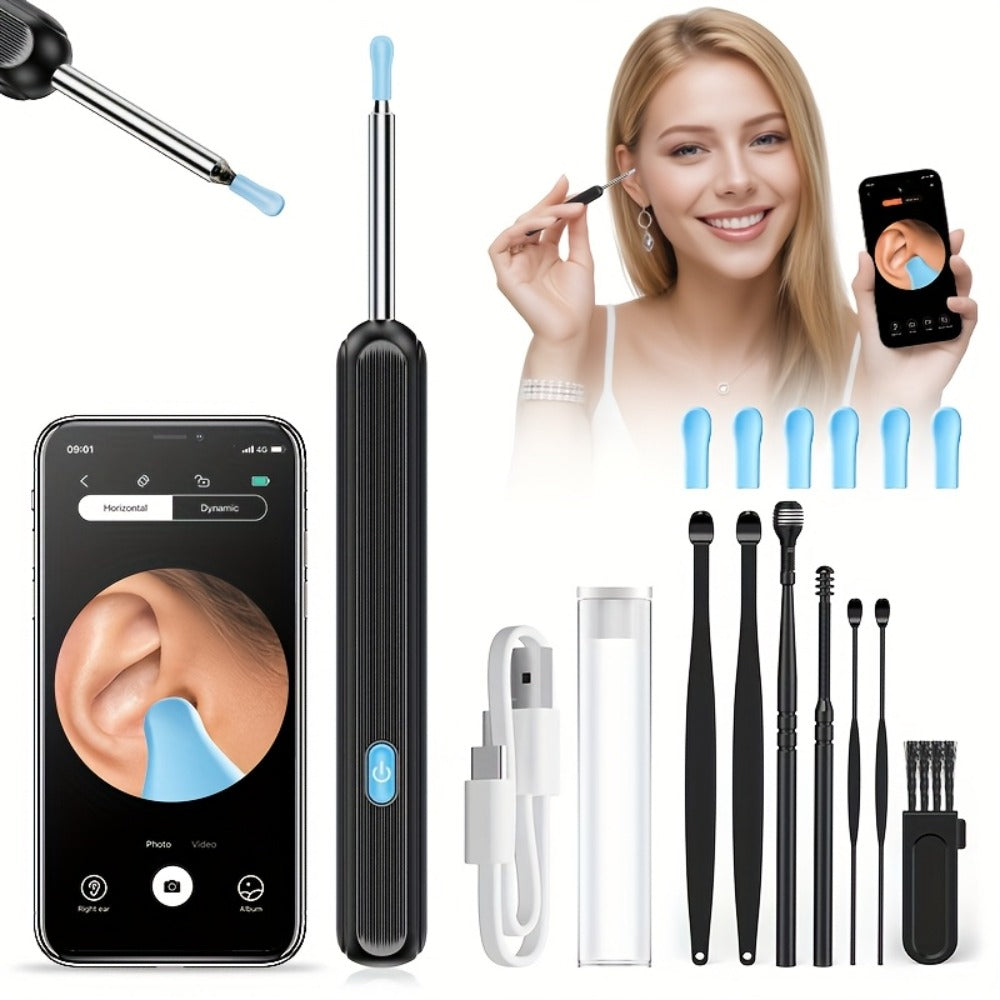 1080P Ear Wax Removal Tool with Camera – Wi-Fi Ear Cleaning Kit with 6 Spoons & Tweezers, Rechargeable, Visual Ear Cleaner for Safe Ear Care at Home - product image