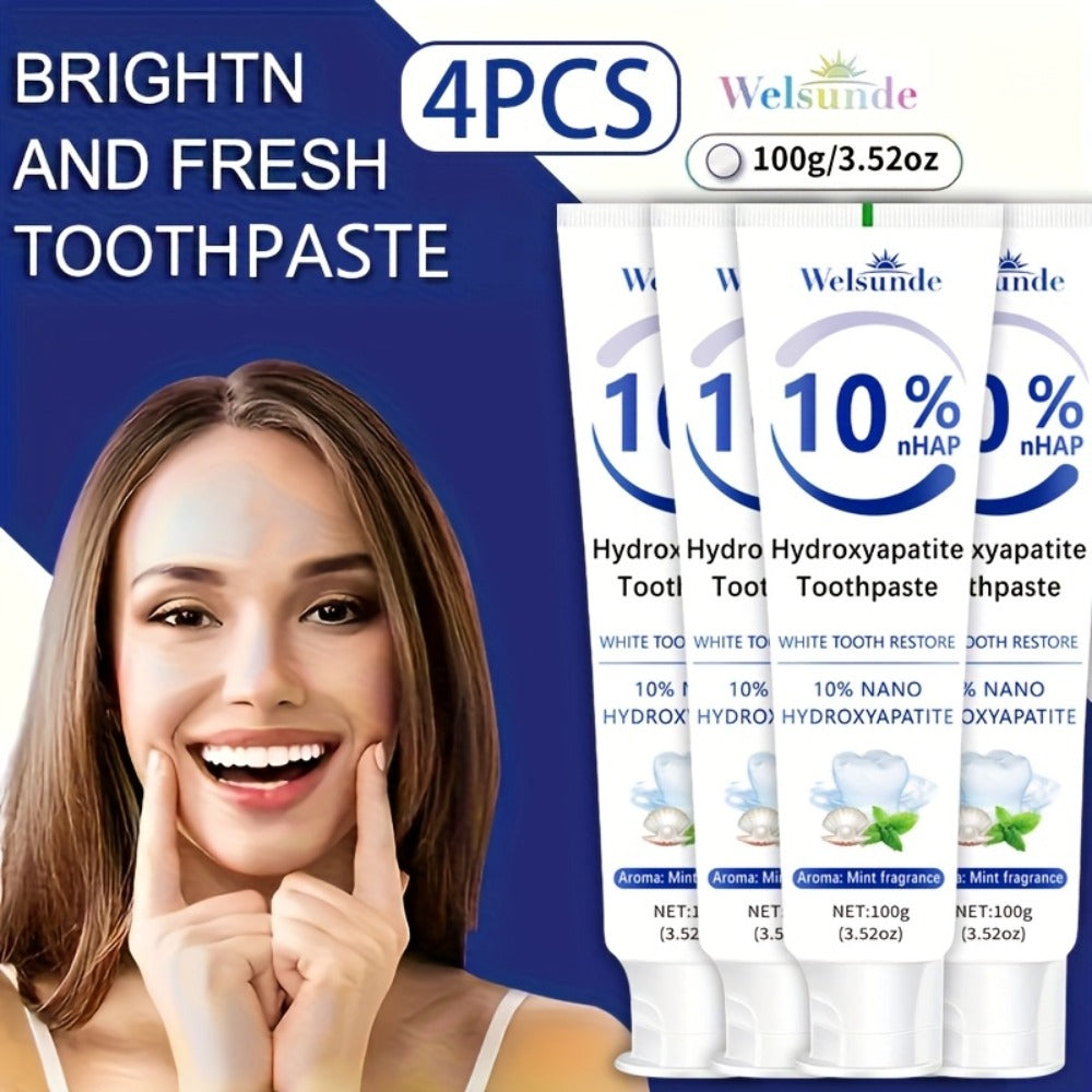 Hydroxyapatite Toothpaste 4-Pack – 10% Nano Formula with Baking Soda, Deep Cleaning & Whitening Gel, Mint Fresh Breath, Fluoride-Free Daily Oral Care for Everyone, Home & Travel Sl - product image 7