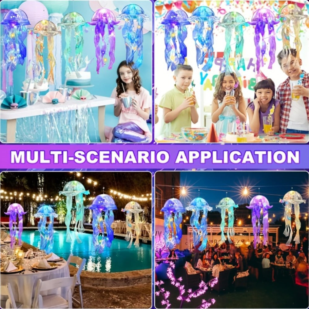 Jellyfish Lantern Party Decorations 5 Pack – Colorful Translucent Ribbon Hanging Lights for Halloween Christmas Wedding Birthday, Indoor Outdoor Festive Event Decor (Crystal Ribbon - product image 9