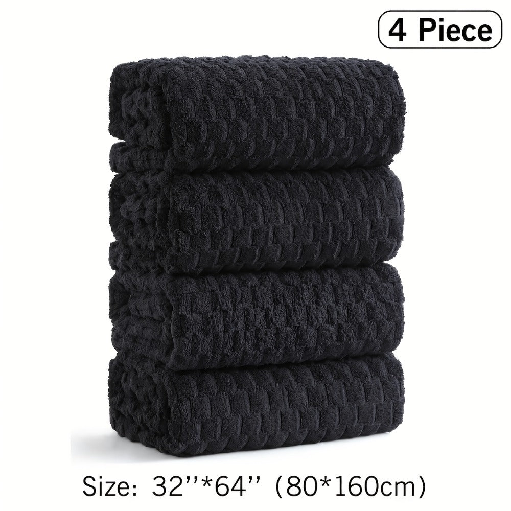 Oversized Bath Towel Set 800GSM 32x64 Inch Extra Large Microfiber - Ultra Soft Quick Dry Striped Spa Grade | Single or 4pcs Random Color | Beige White Light Blue Dark Gray | Modern - product image 13