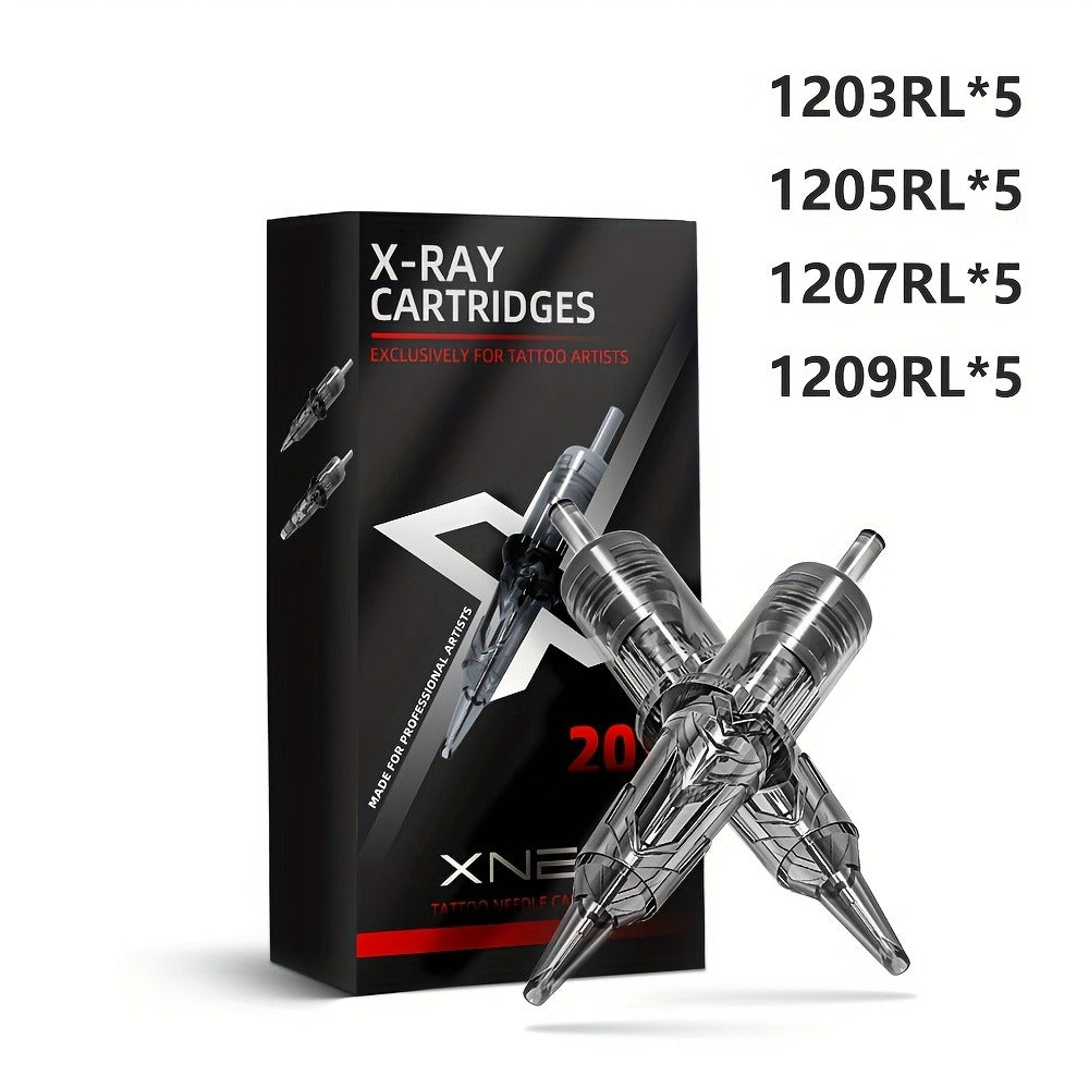 XNET X-RAY Tattoo Cartridge Needles Mixed Set 20pcs RL RS RM Round Liner Shader Curved Magnum Safety Membrane EO Gas Sterilized 316L Stainless Steel for All Cartridge Machines Arti - product image 5