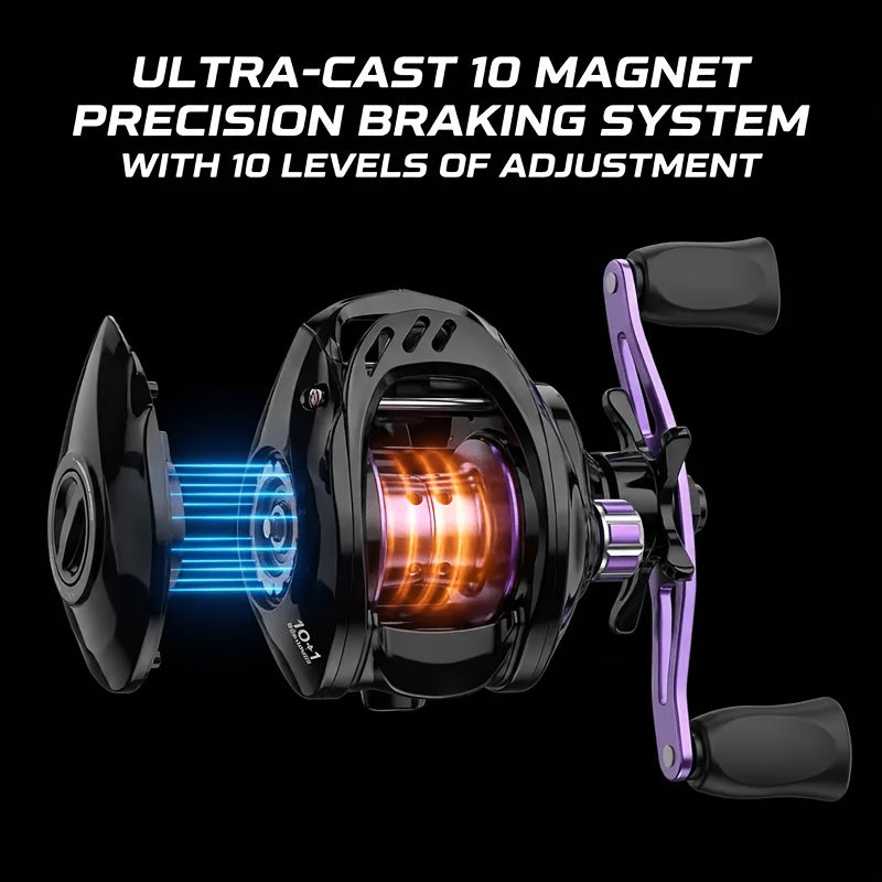 Baitcasting Reel 7.2:1 High-Speed Gear Ratio | 5+1 Ball Bearings 17.64LB Max Drag | Lightweight Freshwater Saltwater Bass Fishing Reel | Left & Right Hand - product image 5