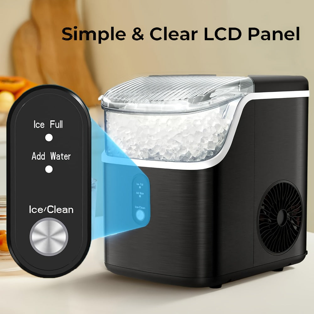 Countertop Nugget Ice Maker 35lbs in 24hrs, Self-Cleaning Portable Ice Machine with Ice Scoop & Basket, Stainless Steel, for Home Kitchen Office Camping RV Bar - product image 8