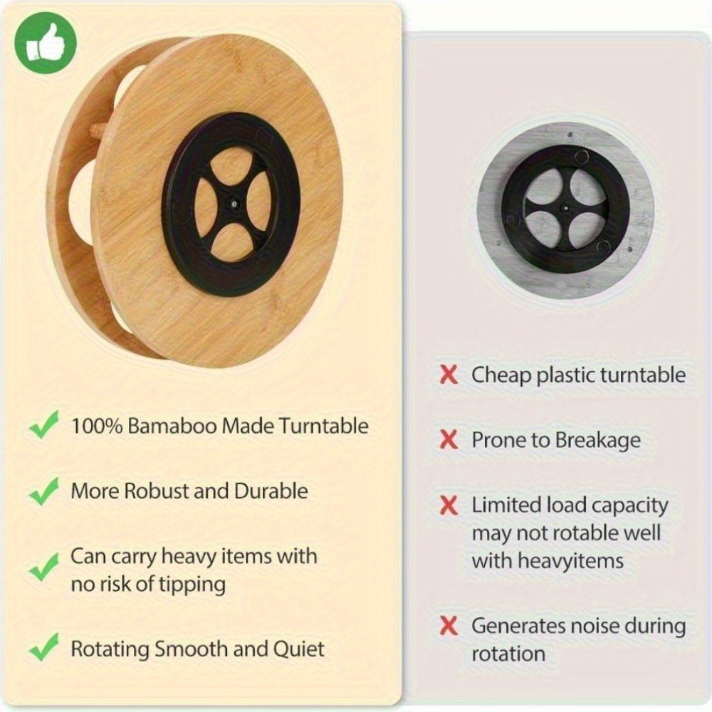 360 Rotating Bamboo Coffee Syrup Organizer 7-Bottle Holder Rack – Countertop Spice Condiment Storage Stand for Kitchen Bar Home Office Desktop Easy Assembly Scratch-Proof Base - product image 5