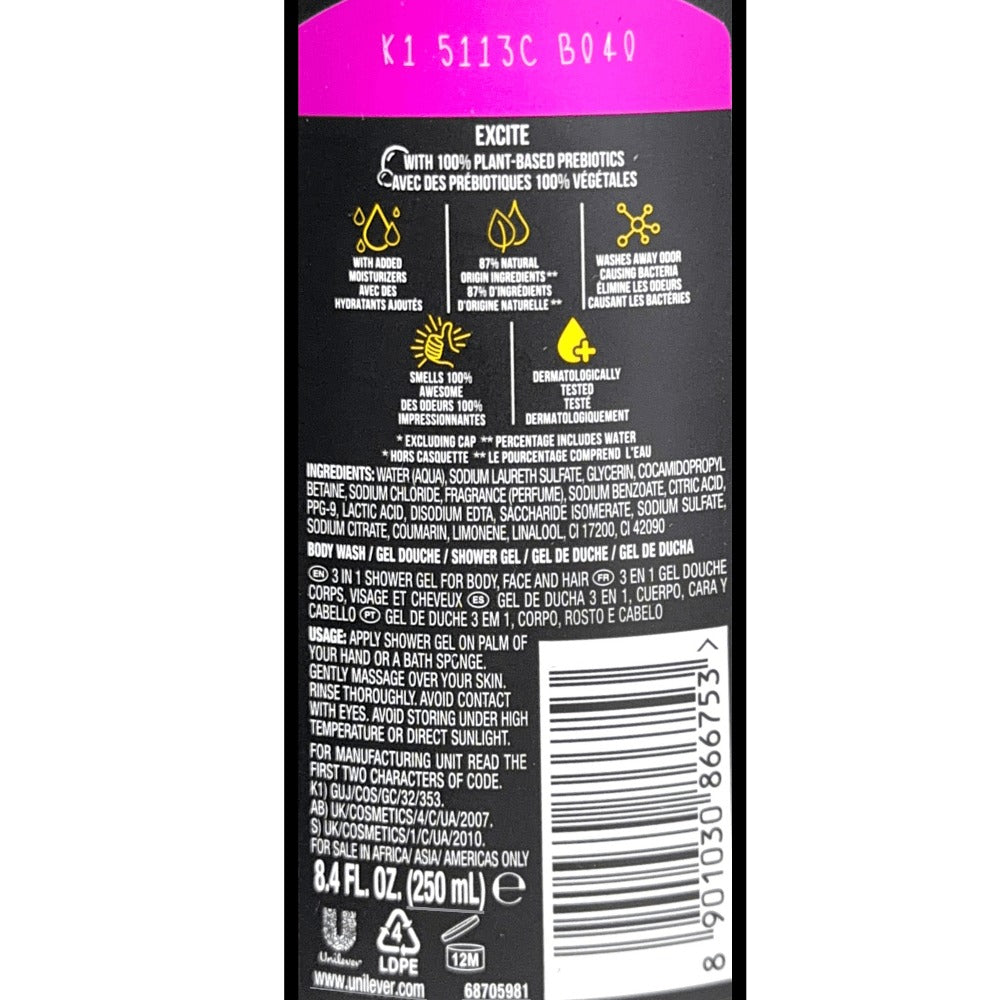 AXE Body Wash 4-Pack Mix Variety Set – Assorted Scents Men's Body Wash Bundle, Long-Lasting Fragrance, Moisturizing Formula, Daily Shower Gel for Men, Value Multi-Pack - product image 3