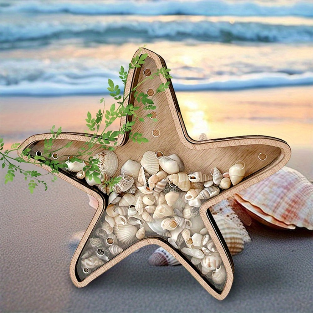 Starfish Shaped Wood Storage Tray Coastal Boho Decor Organizer for Bathroom Vanity Desk Entryway Jewelry Crystals Seashells Display Gift - product image 5