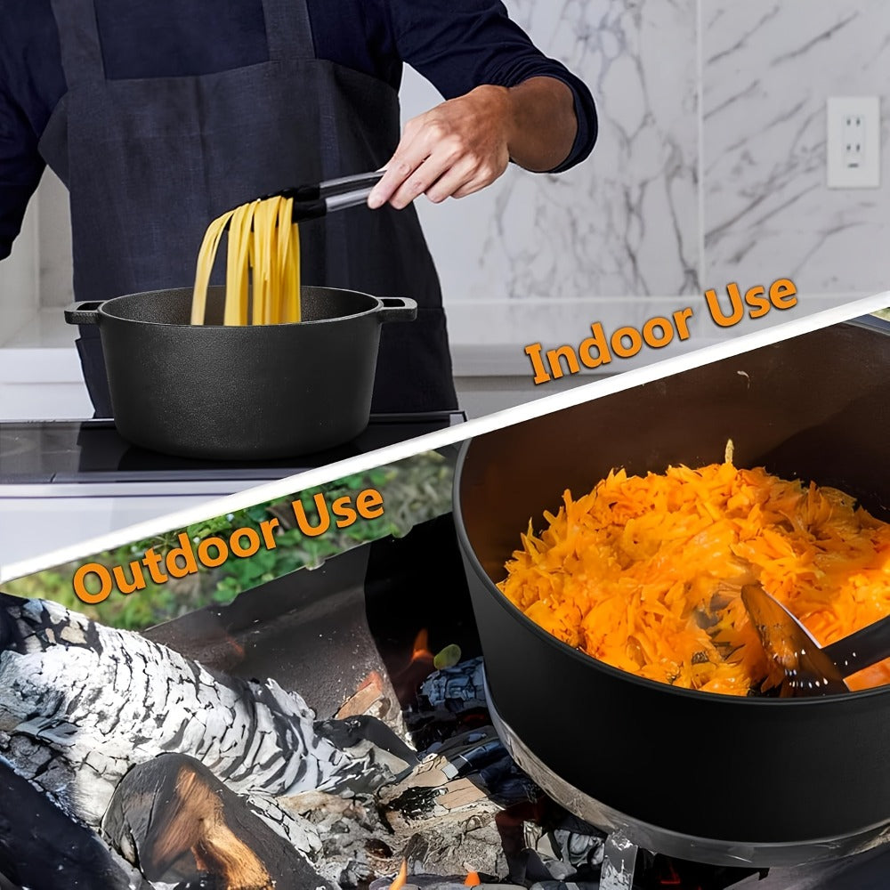 Cast Iron Dutch Oven Set 5.1QT & 7QT with Skillet Lid – Pre-Seasoned 2-in-1 Cookware for Stovetop, Induction, Oven, Campfire & BBQ, Sourdough Bread Baking, Frying, Camping - product image 12