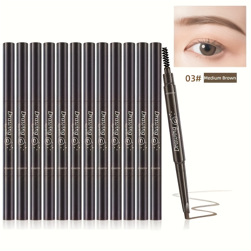 Microblading Brow Pencil 12-Pack Double-Hea1ded Automatic Waterproof Eyebrow Pencil with Spoolie Brush | Hair-Stroke Precision Tip | 4 Shades | Long-Lasting Natural Brow - product image 13