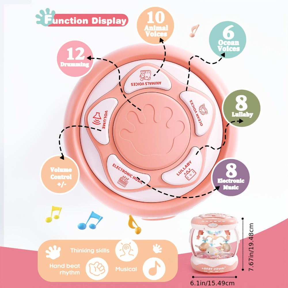 Baby Rotating Projector Music Toy 3 Months+ | Interactive Animal Sounds & Lights, Multi-Functional Sensory Learning Toy for Infants, Party Music & Motor Skills Development Gift for Boys & Girls