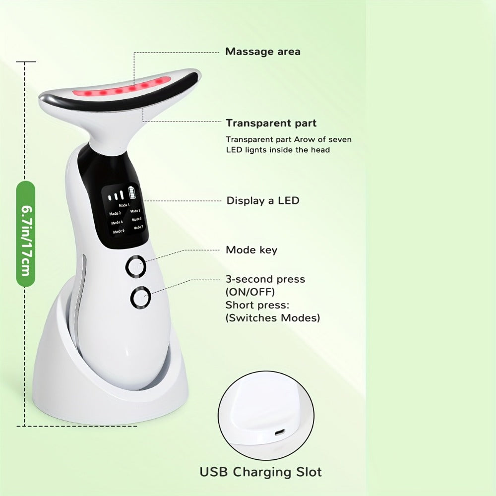 7-in-1 Neck Beauty Device with Base – Multi-Functional Skincare Tool, USB Rechargeable, Anti-Aging Neck Firming & Lifting, Mother's Day Gift for Women - product image 2