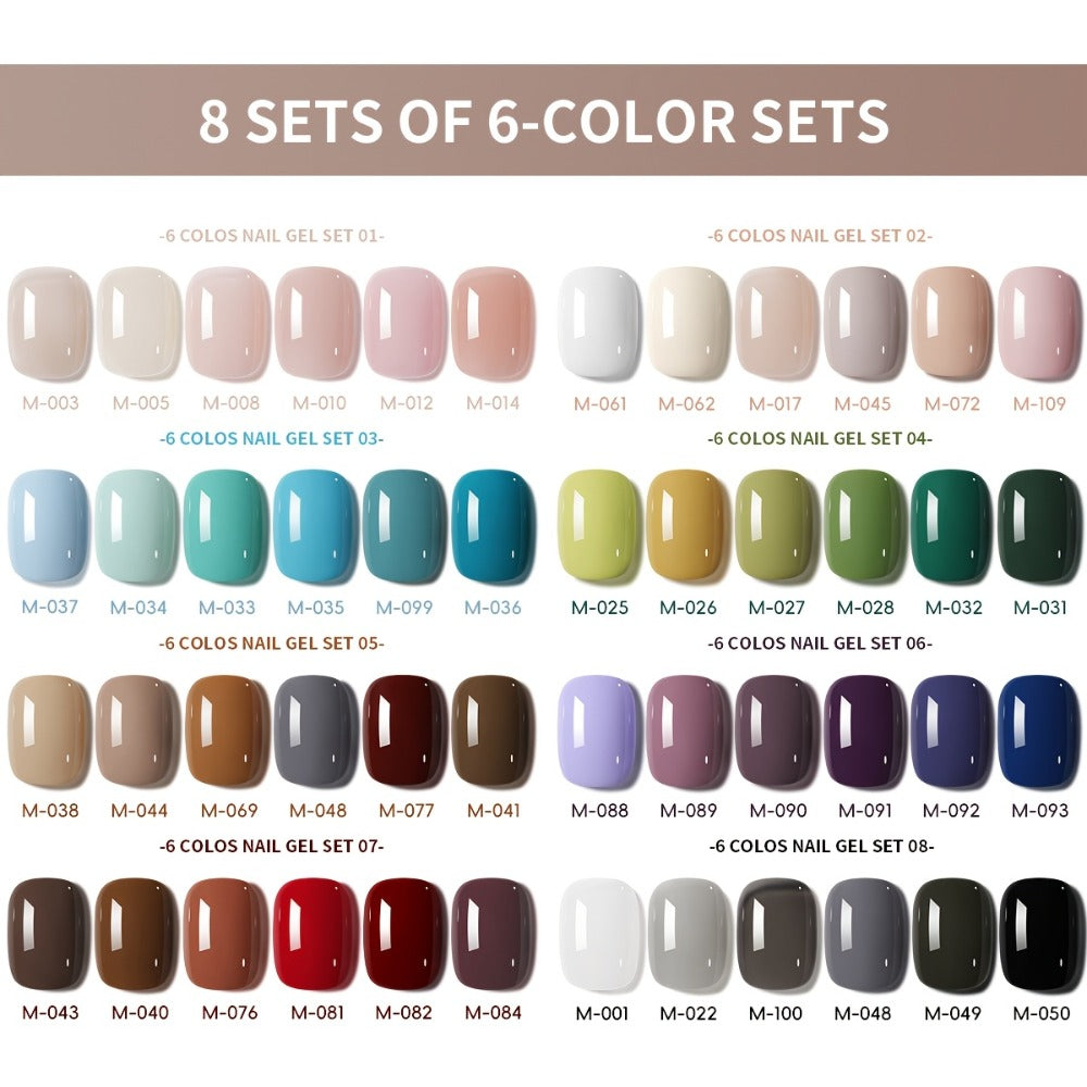 Solid Color Gel Nail Polish Set 6pcs Self-Leveling Soak-Off UV LED High Gloss Chip-Resistant – Popular Salon Shades for Daily Manicure, 8 Color Palettes Available, Nail Art Gift fo - product image 12