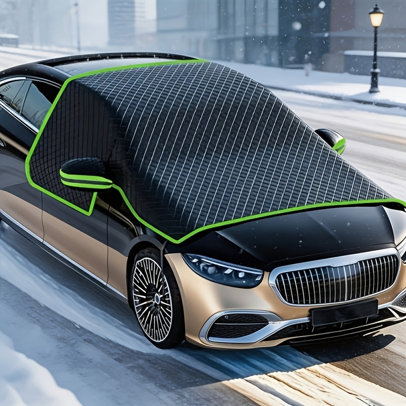 Car Windshield Snow Shroud, Anti-Freeze Anti-Frost Anti-Snow Sunshade Windshield Cover, with Reflective Strip and Rearview Mirror Ear Cup Style, Equipped with - product image