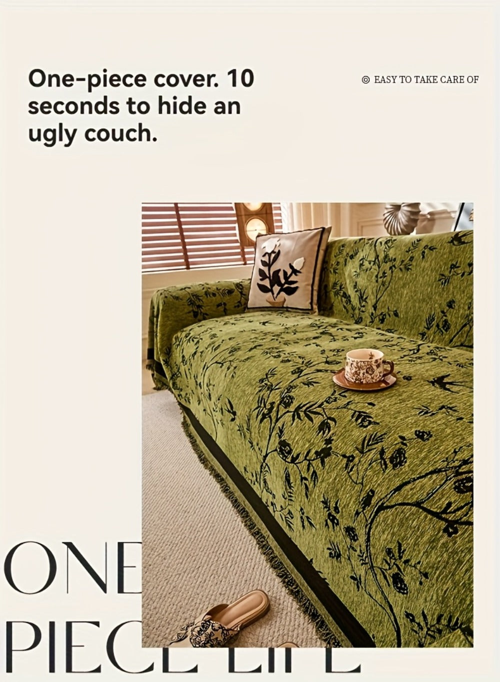 Sofa Cover Chenille Thickened Non-Slip Couch Slipcover Floral Pattern for Living Room Office Pet-Safe All-Season — 1 2 3 4 Seater Sizes - product image 21