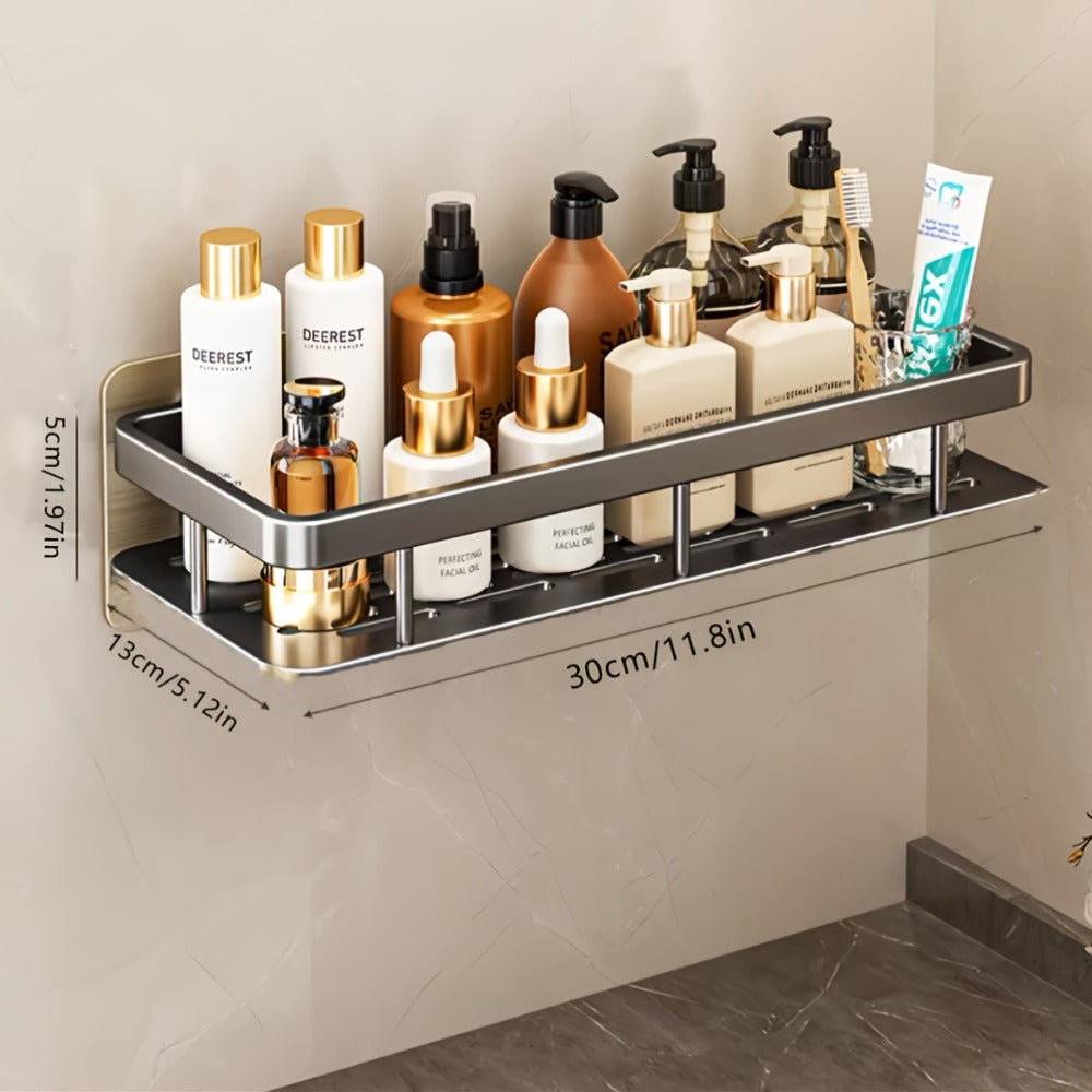 Shower Caddy Basket 2 Pack 2-Tier Wall Mount - Rust Resistant Bathroom Shelf Organizer for Shampoo Soap Towel No Drilling Adhesive Shower Rack | Dark Grey Black | Bathroom Kitchen  - product image 7