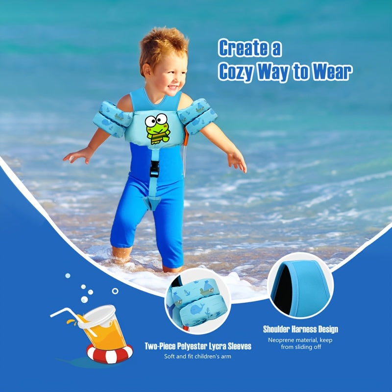 Kids Swim Vest Toddler Swimming Floatie Jacket with Adjustable Straps | Sanrio Keroppi Design, Nylon Material, Arm Floaties for Boys & Girls 20 | 66 lbs (Ages 2 | 9), Pool & Beach Learn-to-Swim