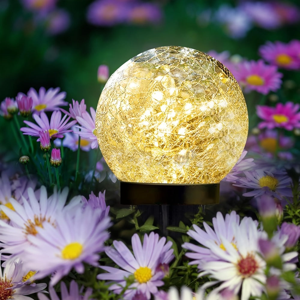 Solar Garden Globe Lights 4 Pack Cracked Glass Ball Outdoor Solar Sphere Lights with 30 LED Warm White IP65 Waterproof Auto On Off for Garden Patio Lawn Yard Pathway Christmas Deco - product image 5