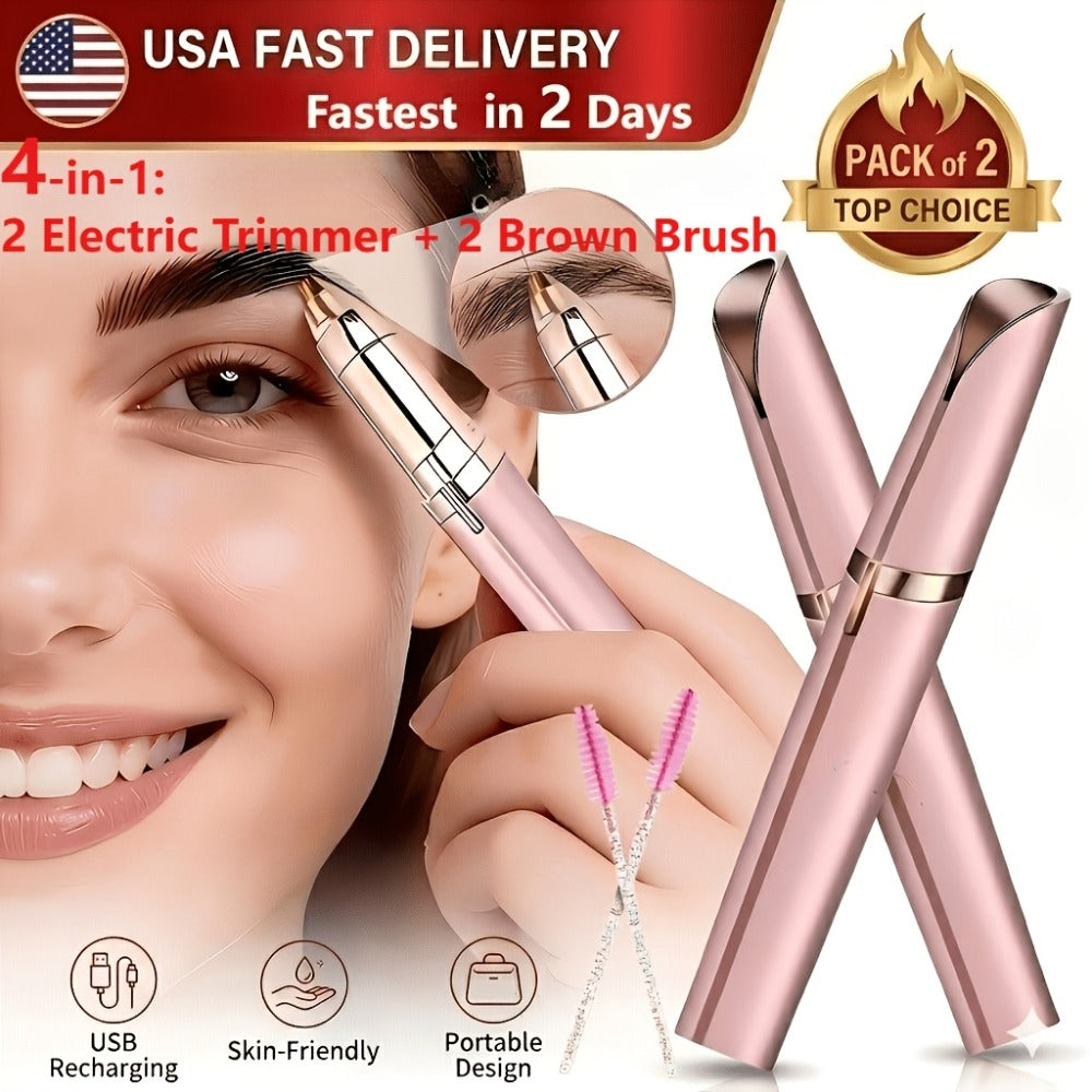 Electric Eyebrow Trimmer for Women 2 Pack, USB Rechargeable Painless Precision Eyebrow Razor Pen, Portable Hair Remover for Face Lip Leg Armpit – Pink White Colorful - product image 11