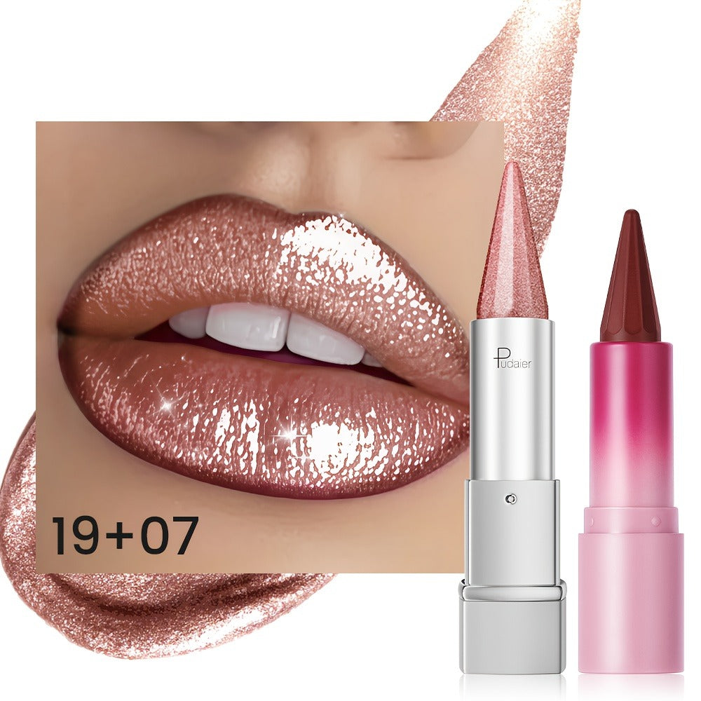 Lipstick Set 2pcs for Women — Highly Pigmented Waterproof Matte & Metallic Shimmer Lip Color Combo with Pointed-Tip Precision, Long-Lasting Full Coverage Beauty Gift - product image 4