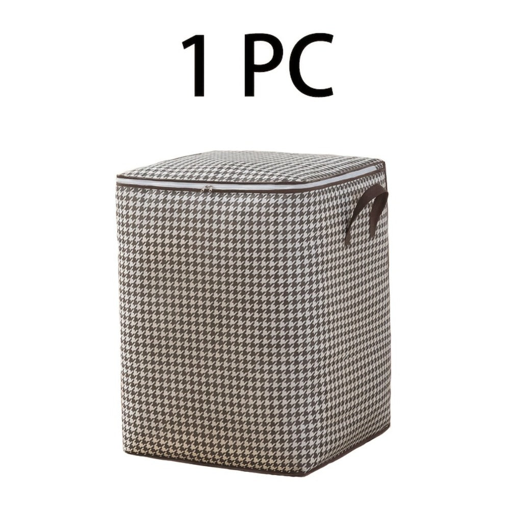 Large Storage Bags Houndstooth Non-Woven Fabric Organizer with Double Zipper & Handles – 160L/180L Dustproof Foldable Storage Box for Bedroom, Closet, Moving, Travel & Dorm, 1pc or - product image 10