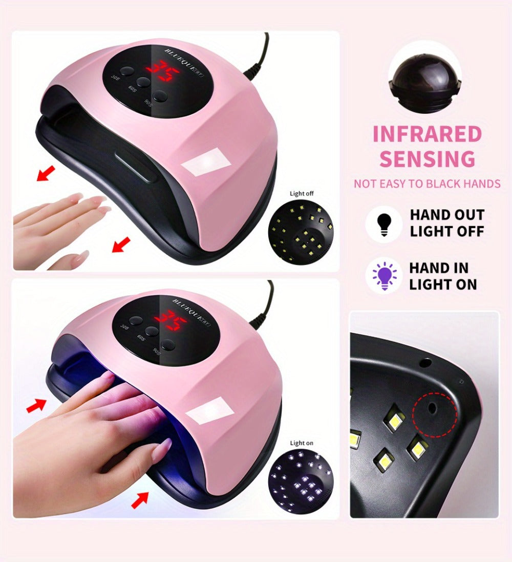 LED Nail Lamp Professional LCD Display Auto Sensor 4 Timer Settings USB Powered Instant Gel Polish Curer No Adapter Needed for Home Salon Manicure Pedicure DIY Nail Art Pink White - product image 14