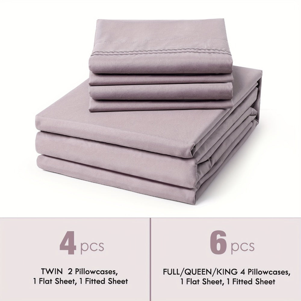 Bed Sheet Set Deep Pocket Soft Microfiber - Fitted Sheet Flat Sheet & Pillowcases Twin Full Queen King - Cooling Breathable Fade Resistant Sheets for Daily Use Dorms Guest Rooms - product image 11