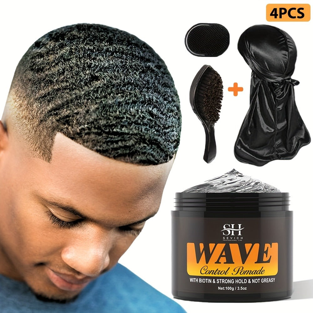 Wave Pomade Set for Men Strong Hold 360 Waves — Glycerin Formula Silky Shine, 4-Piece or 5-Piece Bundle with Silky Durag & Wave Brush, Deep Wave Pattern Hair Styling Kit, 100g - product image 13