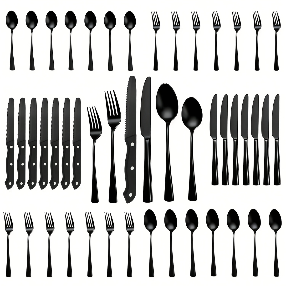 Stainless Steel Flatware Set 24/48 Piece with Steak Knives | Mirror Polished Silverware Set for 4/8 | Gifts & Outdoor Dining | Dishwasher Safe Cutlery Utensil Set with Forks Spoons Knives | Perfect for Weddings