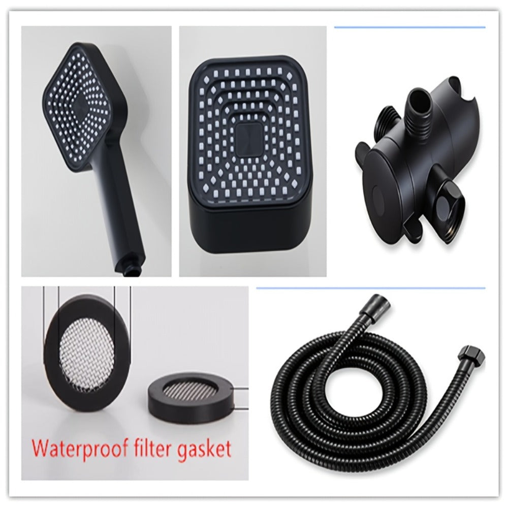 Handheld Shower Head Kit 4 Inch High Flow with Long Hose 3-Way Diverter Dual Purpose Shower Spray Assembly Wall Mount Bathroom Shower Fixtures Silver Black - product image 5