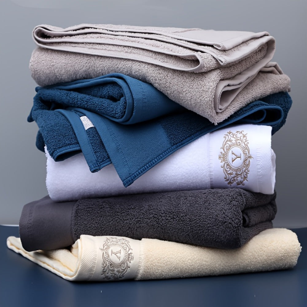 Embroidered Cotton Towel Set 3-Piece – 400g/㎡ Soft Absorbent Lint-Free Bath Towel Hand Towel Set for Home Spa Salon - product image 18