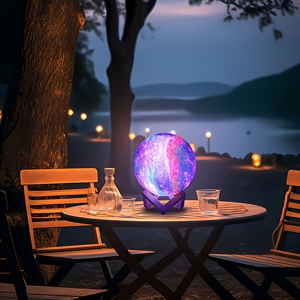 Moon Lamp 128 Colors Ball LED Night Light with Wooden Bracket, USB Plug-in, Remote Control & Infrared Sensor, 5.9 Inch Color Changing Globe Lamp for Bedroom, Living Room, Cafe, Off - product image 6