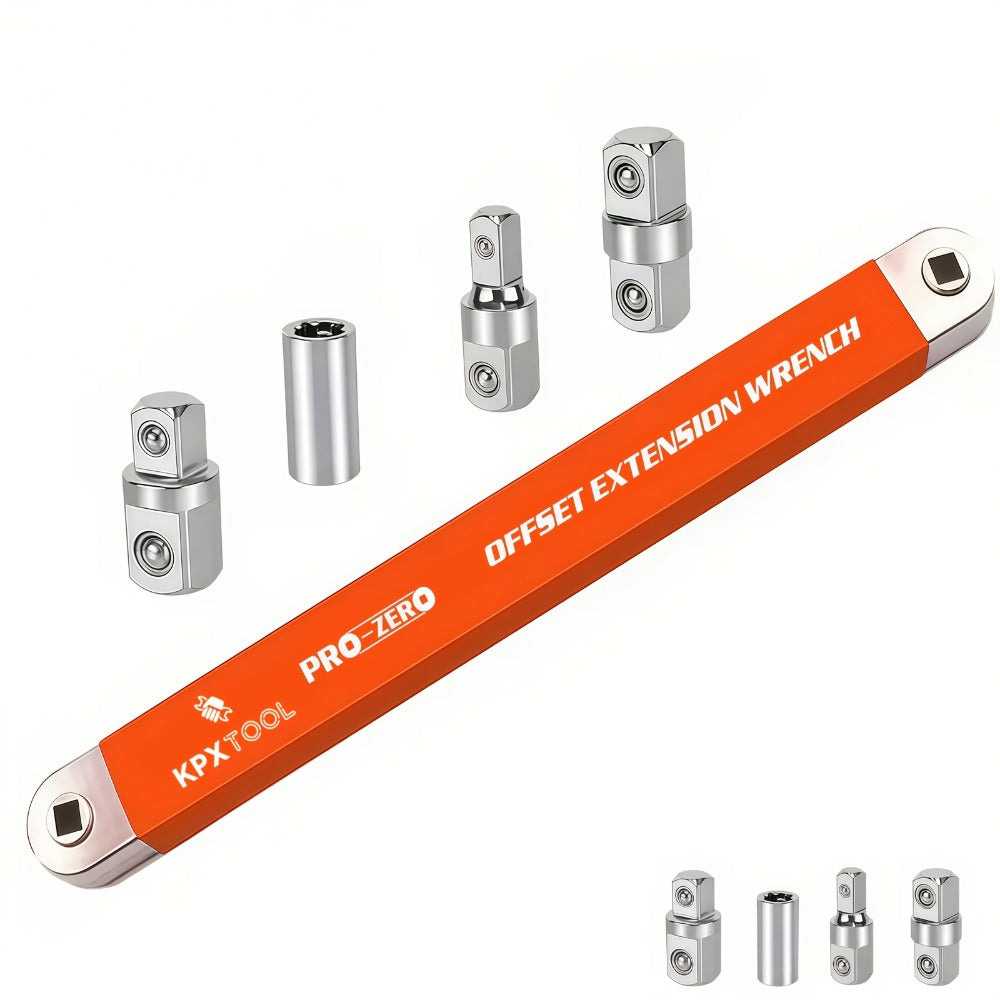 Ratchet Wrench Set 2-in-1 Multi-Function Offset Extension | 1/2" 1/4" 3/8" Square Head Adapters | 180° Swivel High Torque Non-Slip Handle | Durable Metal Automotive Repair Hand Too - product image 7