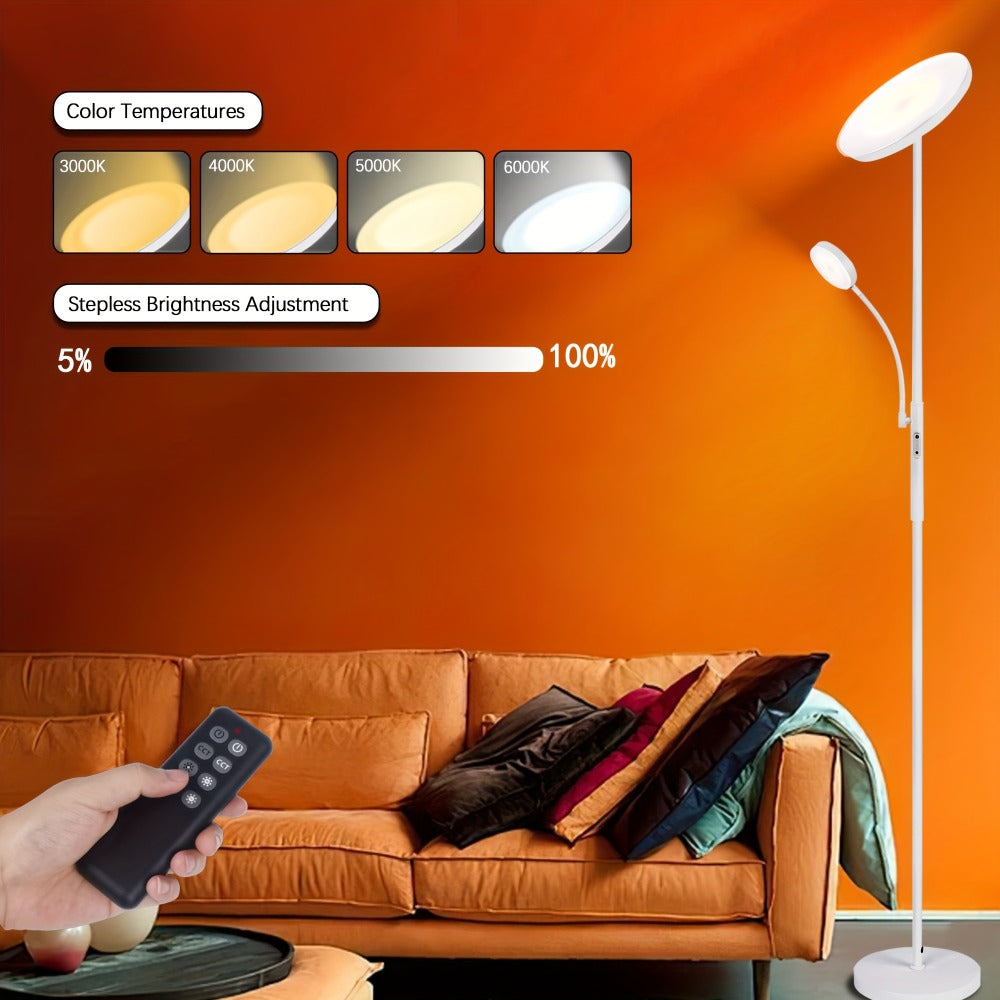 LED Floor Lamp with Reading Light – 27W 2300LM Dimmable Torchiere Standing Lamp, 4 Color Temperatures, Remote & Touch Control, Metal Base for Living Room Bedroom Home Office (Black - product image 14