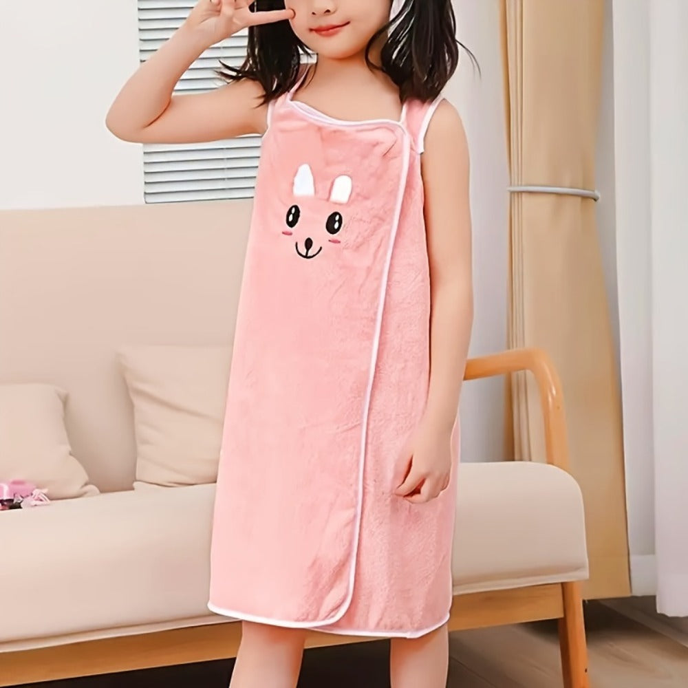 Bunny Ears Bath Towel Wrap for Girls - 250GSM Microfiber Cartoon Bath Skirt, Cute Kawaii Robe for Ages 6-12, Rose Red Purple Pink Blue, Fun Birthday Gift - product image 7