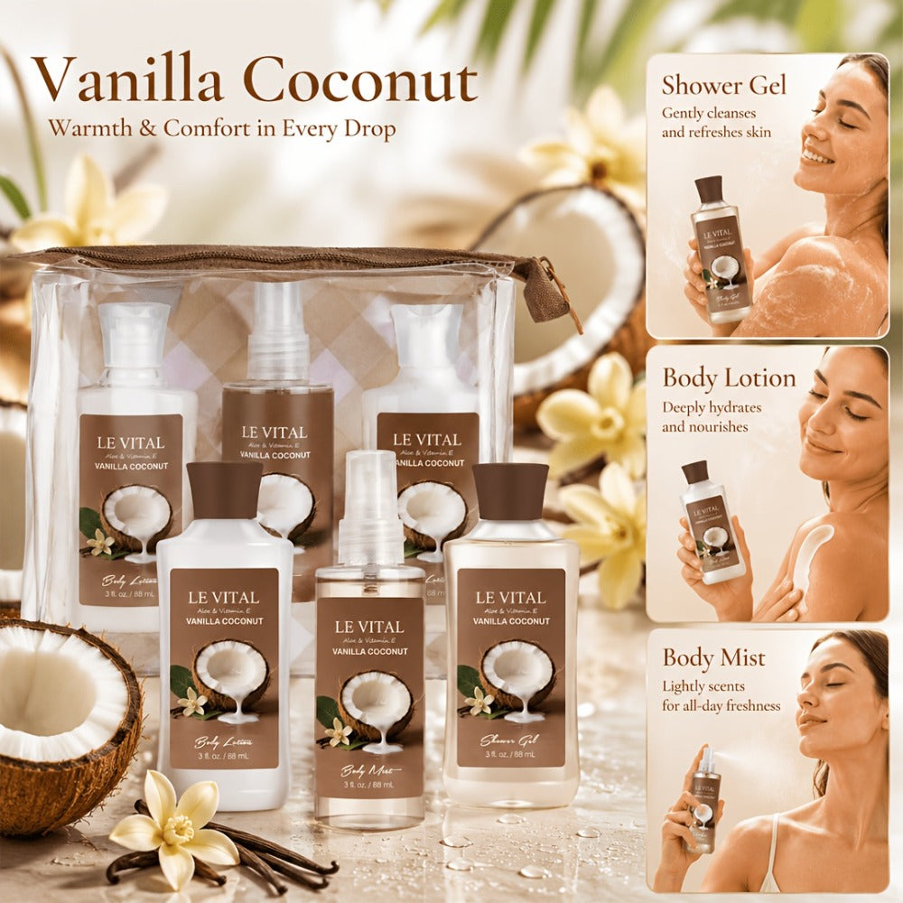 Bath Body Care Gift Set Shower Gel Body Lotion Body Mist Aloe Vera Vitamin E Glycerin Deep Moisturizing Fragrance Set for Women Cherry Blossom Lavender Vanilla Coconut All Skin Typ - product image 7