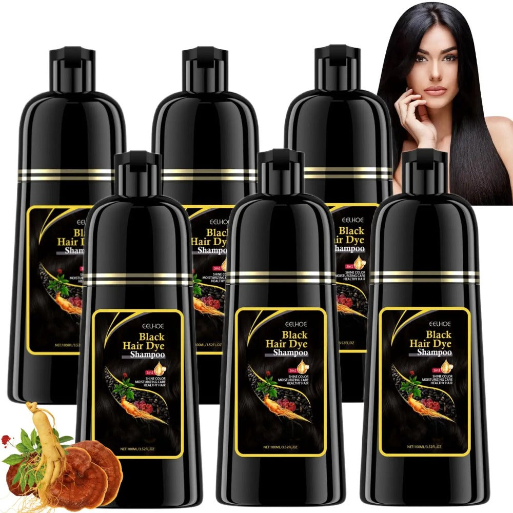 Natural Gray Hair Coverage Shampoo 6PCS Set 3-in-1 Darkening Formula – No Ammonia Color Restorer for Black & Brown Hair, Shampoo Conditioner & Color in One, 3.38oz Each for Men & W - product image