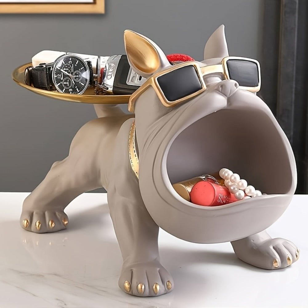 Resin Pug Bulldog Decorative Tray Statue | Dog Tray Organizer for Keys Jewelry Candy Earrings | Modern Art Home Decor Sculpture for Entryway Desk Office Dining Table | Unique Dog L - product image 6