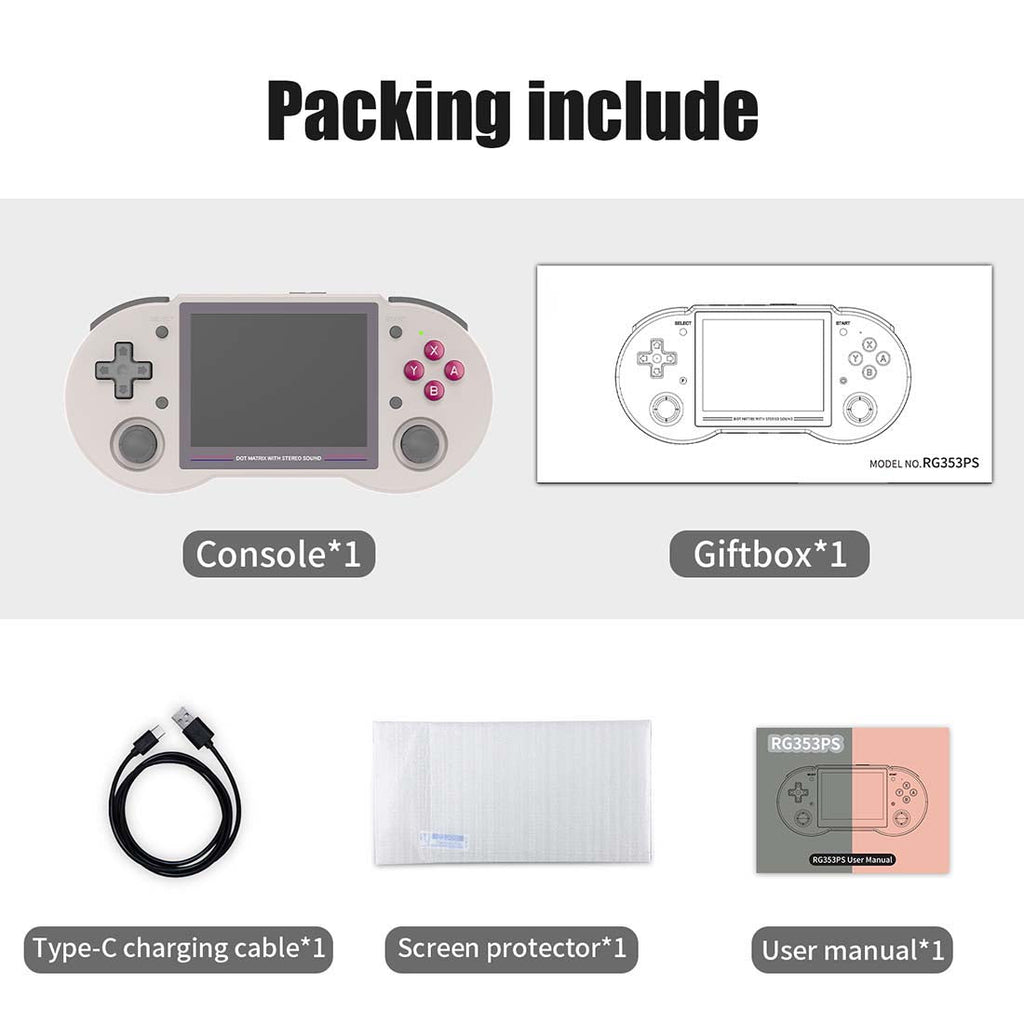 Anbernic RG353PS Handheld Game Console Linux RK3566 3.5-Inch 4:3 IPS HDMI Retro Emulator 3500mAh Plug and Play Wi-Fi Bluetooth for Everyday Use
