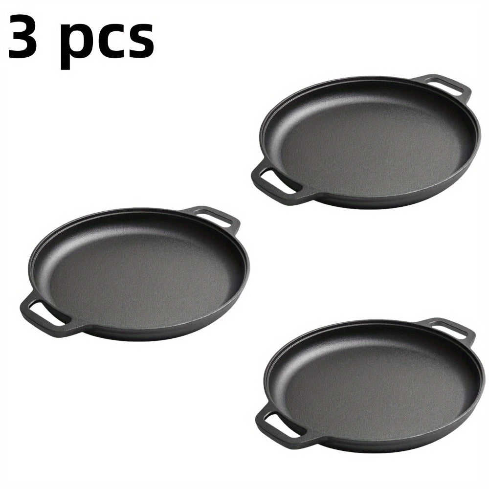 Pre-Seasoned Cast Iron Pan Set - Non-Stick Multifunctional Skillet for Pizza Home Kitchen Outdoor Cooking, Even Heating Compatible with All Stoves, 1/2/3 Piece Options - product image 7