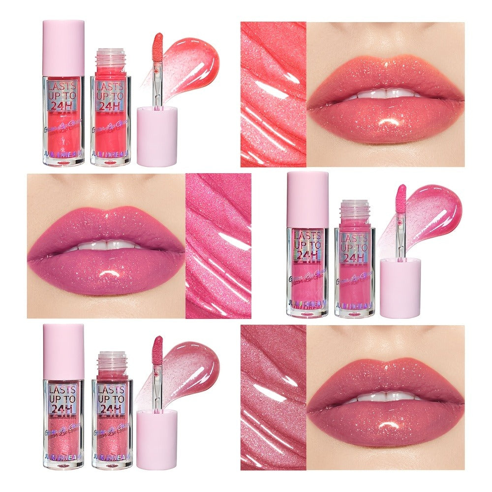 24H Waterproof Glitter Lip Gloss & Lip Stain Set 3PCS – Moisturizing Lip Oil Formula, Long-Lasting Smudge-Proof Glitter Shine in Berry Coral Pink Red Shades for Women All Skin Tone - product image 2