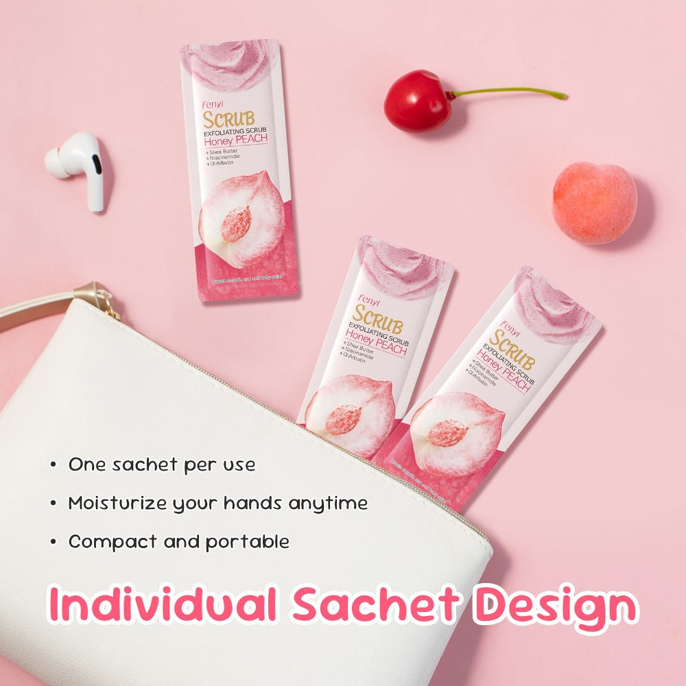 Exfoliating Body Scrub Peach Cream 50pcs Jojoba Bead Foot & Body Skin Gentle Cleansing Moisturizing Smooth Nourish Portable Travel Size Sachet - product image 6